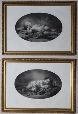 Paire de lithographie en noir d'après All FELD :"le songe de…