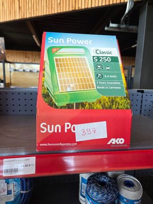 a box of sun power on a shelf in a store