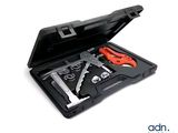 a tool kit in a black case on a white background