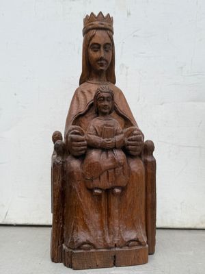 Vierge à l'enfant de style néogothique, chêne H 36
