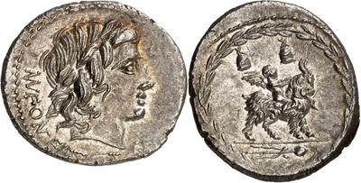 a silver coin with an image of a man on a horse