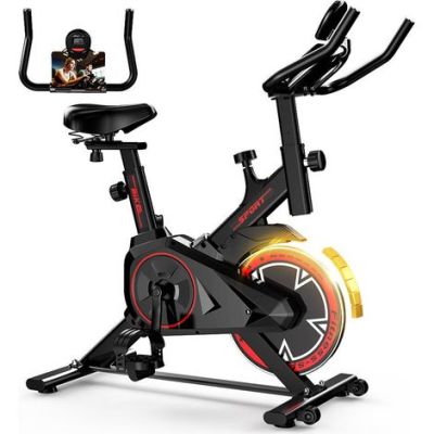 a close up of a stationary exercise bike on a white background