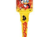 tirelire Mickey Mouse avec un motif rouge et jaune sur le devant