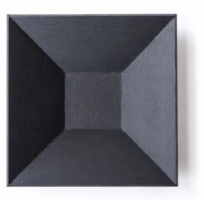 an empty black square plate on a white background