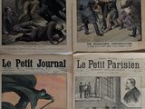 four pages of french newspapers with pictures of people and animals on them