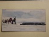 a picture of a painting of a boat on the water