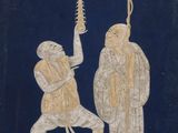 an image of a painting of two men holding a spear