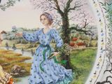 a painting of a woman and a child in a field