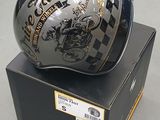 a helmet that is sitting on top of a box