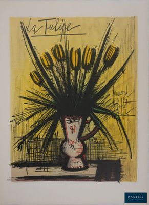 an image of a painting of a vase with a plant in it