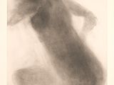 drawing of a black and white image of a dog sitting on its hind legs