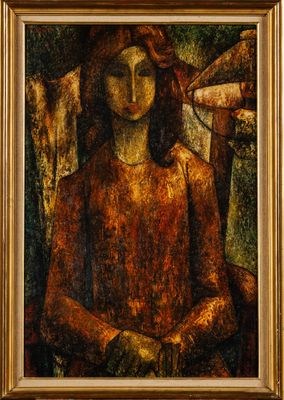 an image of a painting of a woman sitting in a chair