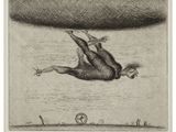 an image of a drawing of a man falling off of a boat