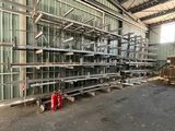 a large room with a lot of shelves and a fire hydrant in it