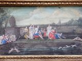 une image d'un tableau représentant un groupe de personnes dans un parc