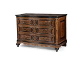 la commode est en bois et son plateau est noir