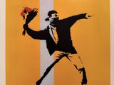 a painting of a man with a flower in his hand