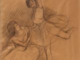 drawing of two ballerinas, one kneeling and the other standing