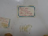 a dirty toilet with a sign on the wall above it