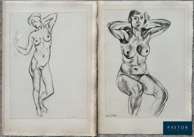 an old book with two drawings of a man and a woman