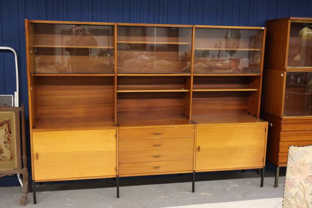 Meuble living scandinave en teck et palissandre modulable ouvrant...