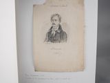 an old drawing of a man in a suit and tie on a piece of paper