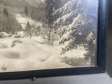 a picture of a picture of a snowy mountain scene