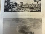 two views of a castle and a town in a book