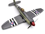 a model of a fighter plane on display on a white surface