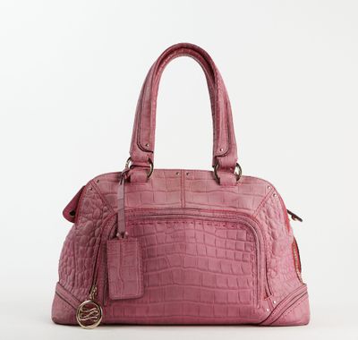 une image représentant un sac à main rose sur fond blanc