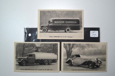 trois vieilles photos en noir et blanc représentant un camion et une voiture