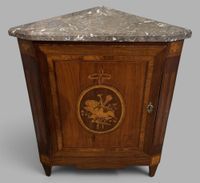 ENCOIGNURE en placage d'acajou et marqueterie de bois de ros…
