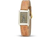 une photo d'une montre avec un bracelet en cuir marron