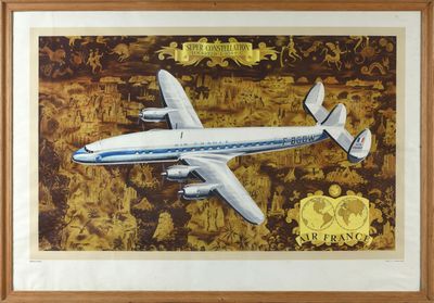 a picture of a painting of an airplane in a frame