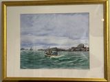 une image d'un tableau représentant un bateau dans l'eau