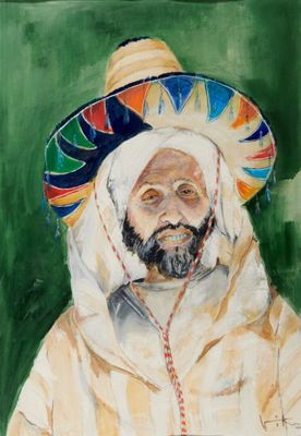 tableau représentant un homme portant un sombrero et un chapeau