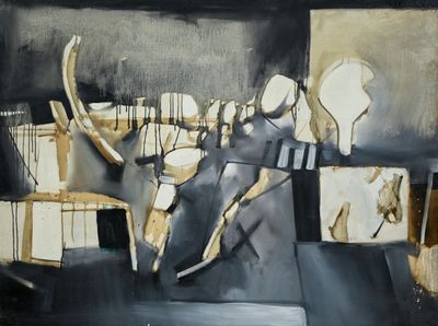 un tableau représentant une vache debout dans une pièce