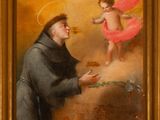 an image of a painting of a man holding a child