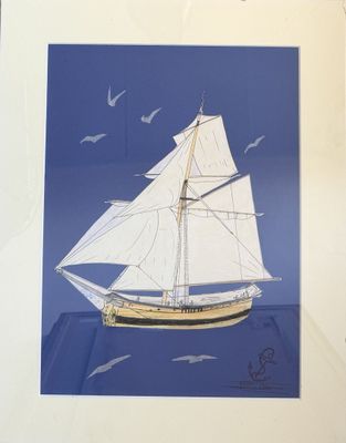 a picture of a picture of a sailboat in the water