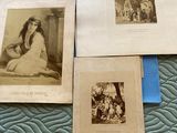 several old black and white photos of a woman sitting on a bed