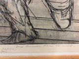 a drawing of a woman ' s feet and a man ' s shoes
