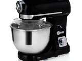an image of a black and silver mixer on a white background