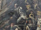 a painting of a group of men on a mountain