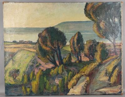 René SEYSSAUD (1867-1952), 'Paysage de bord de mer à la pinè…