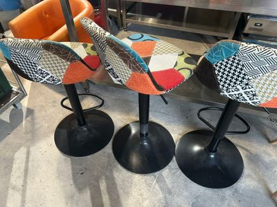 three stools that are sitting on a table