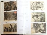 an open book with pictures of people and animals in it