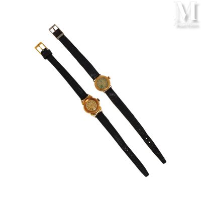 LIP Deux montres de col en or jaune 18K (750°/°°) boitier ci…