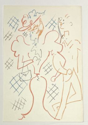 drawing of a man and a woman standing next to each other
