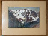 une photo d'un tableau représentant une chaîne de montagnes