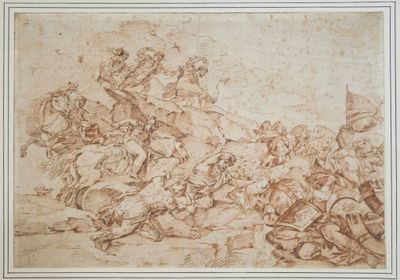 École italienne, XVIIe siècle Scène de bataille - Photo 1